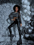 One size, faux leather leggings with insulation - BLACK